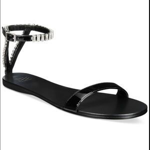 New Women’s Viktoria Embellished Black Flat Sandals.